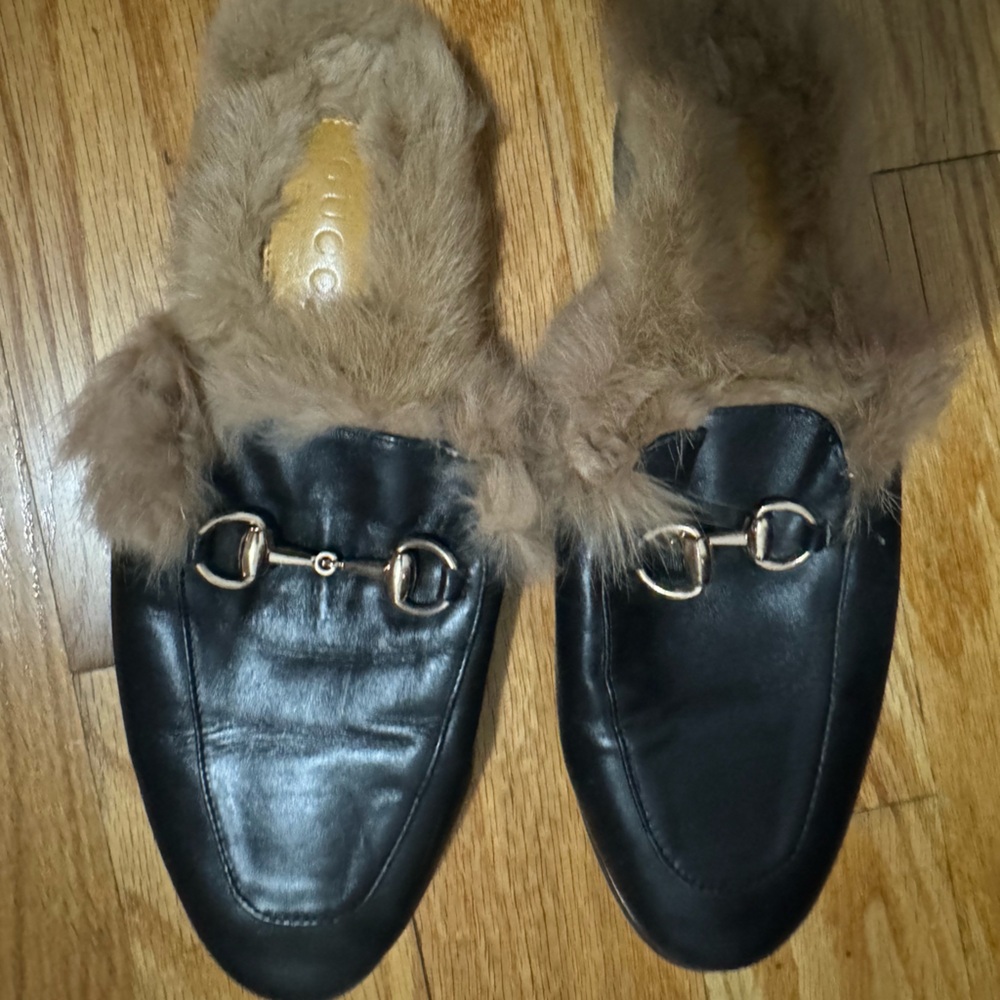 Gucci fur mules